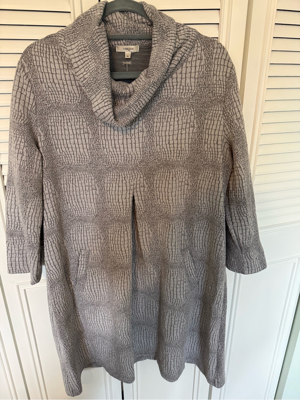 Tyler Boe Gray Textured Kim Knit Cowl Neck Dress with Pockets Size XL